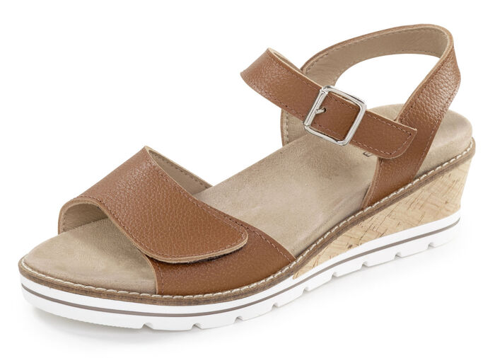 ELENA EDEN, comfortabele damessandalen, breedte H, met uitneembaar voetbed COGNAC