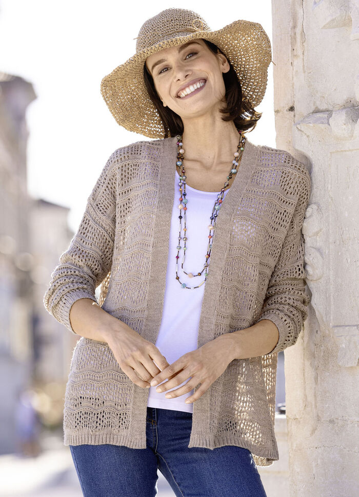 Vest in fijn netbreisel TAUPE