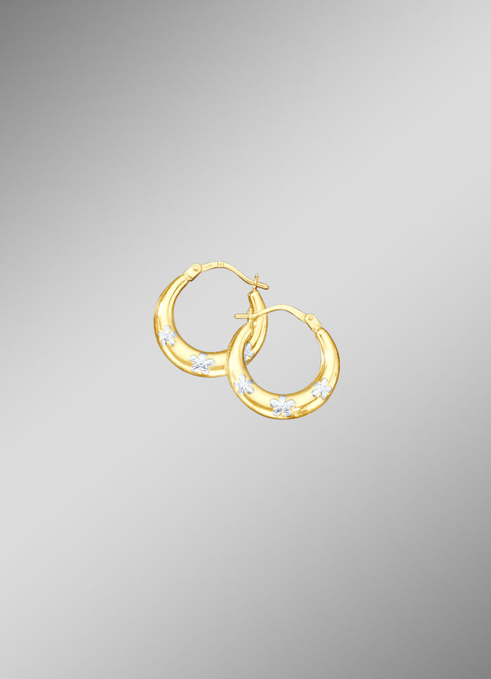 Oorringen met witgouden bloemen 