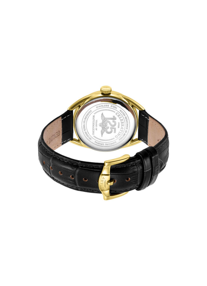 Rotary quartz herenhorloge met leren band 