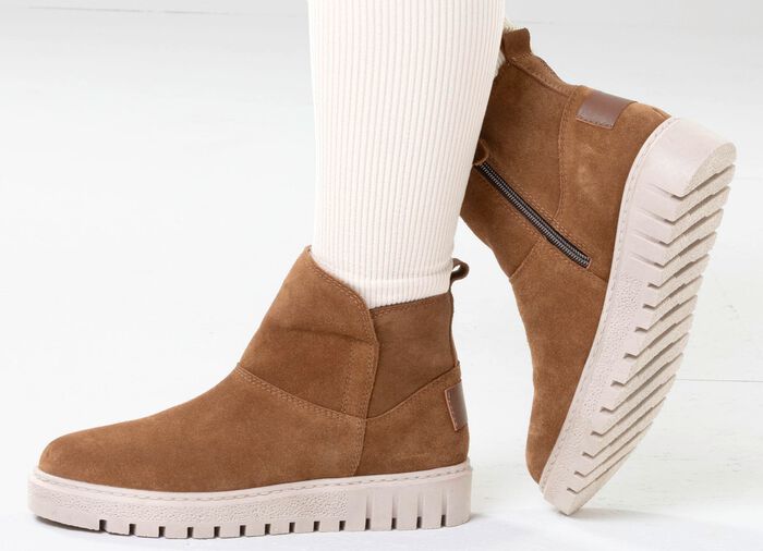 ELENA EDEN, warme dames enkellaarsjes, winterschoenen, breedte H, met uitneembaar voetbed BRUIN