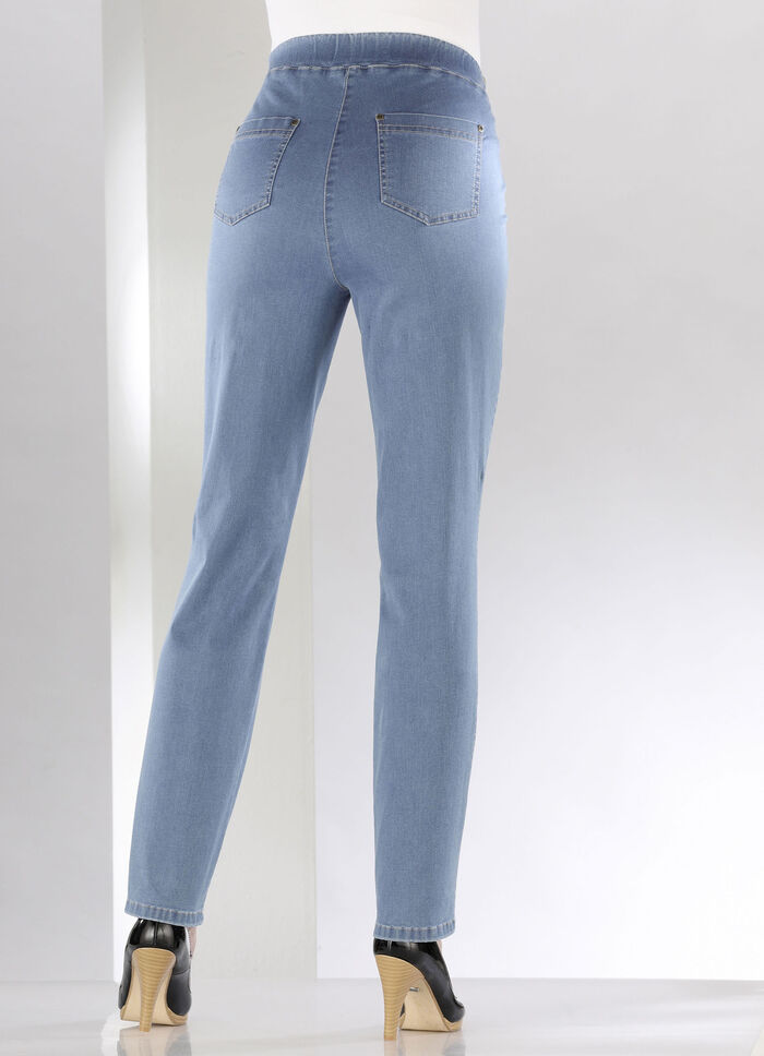 Buikafslankende pull-on jeans LICHTBLAUW