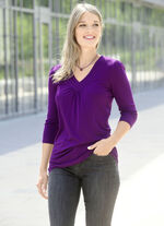 Shirt met decoratieve panelen in 2 kleuren AUBERGINE