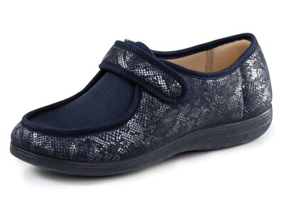 ELENA EDEN pantoffels gemaakt van gedeeltelijk glanzend bedrukt textielmateriaal 