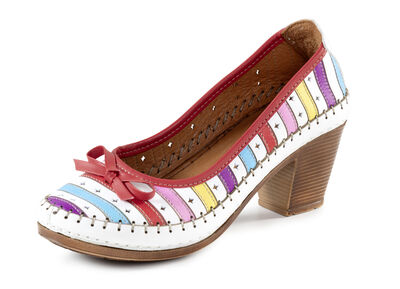 Gemini pumps van rundnappaleer met strik 