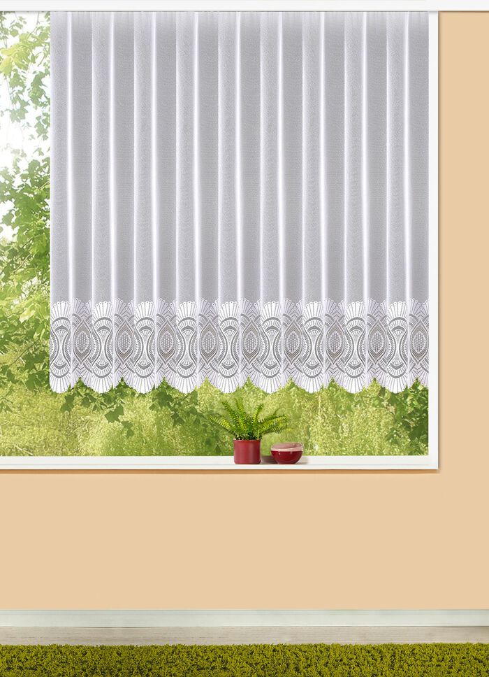 Bloemenvenstervitrage met universele railband 