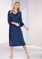 Nachthemd tot op de kuit met tule borduurwerk MARINE