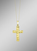 Gehamerd gouden kruis hanger 