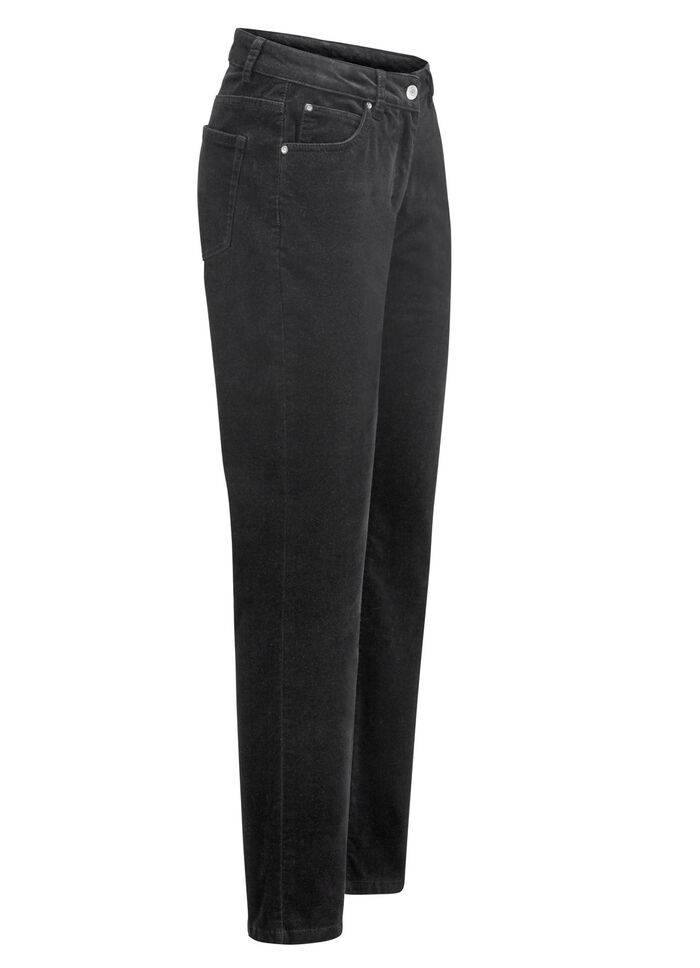 Fluweelzachte broek in 5-pocketmodel ZWART