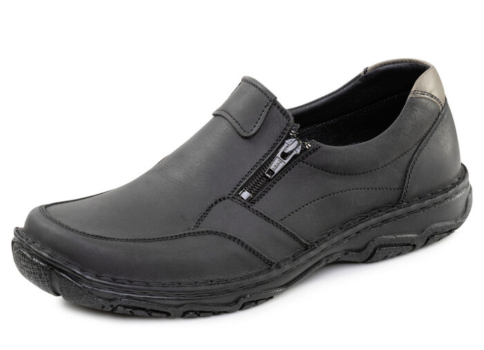 GINO GALANTE, klassieke herenpantoffels, met uitneembaar voetbed ZWART