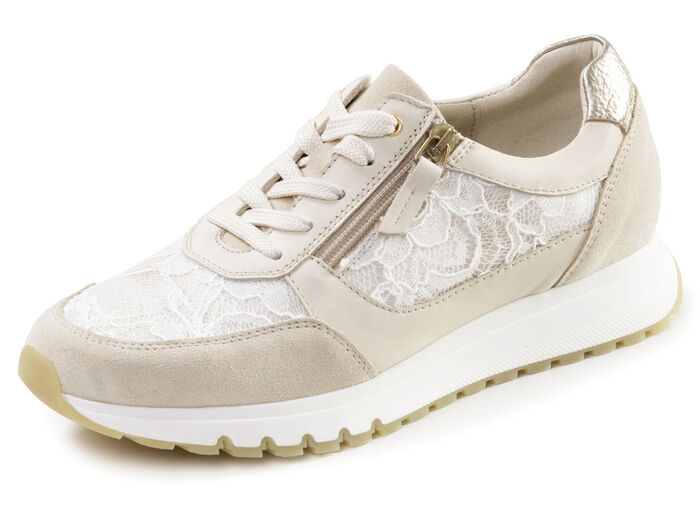 ELENA EDEN, elegante damessneakers, breedte G, met uitneembaar voetbed BEIGE-WEISS