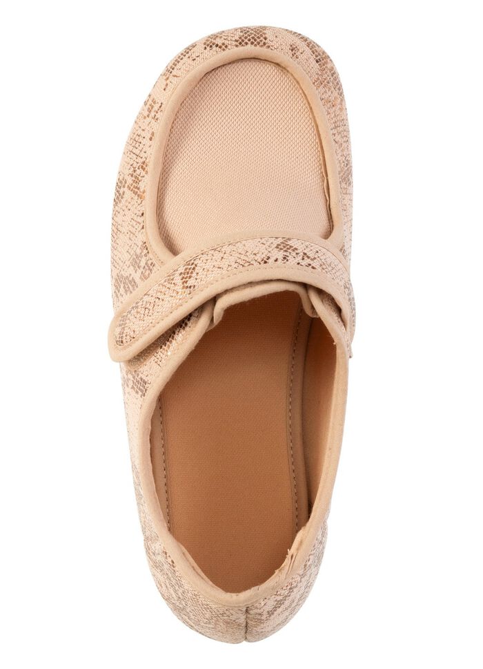 ELENA EDEN pantoffels gemaakt van gedeeltelijk glanzend bedrukt textielmateriaal 