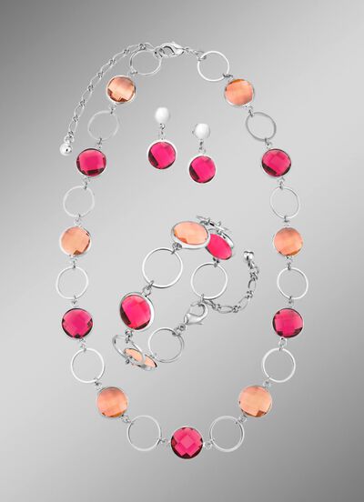 Sieradenset, 3-delig, met kristalstenen 