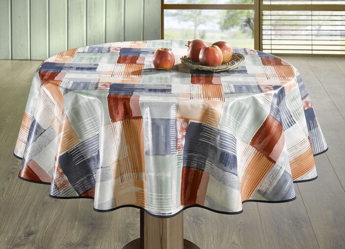Tafelkleed van tafelzeil met patchworklook 