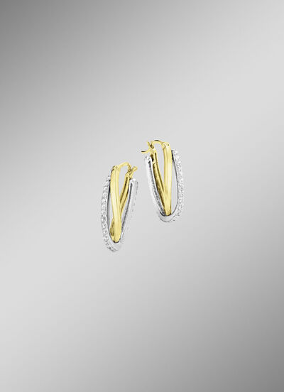 Creolen in twee kleuren met synthetische zirkonia 