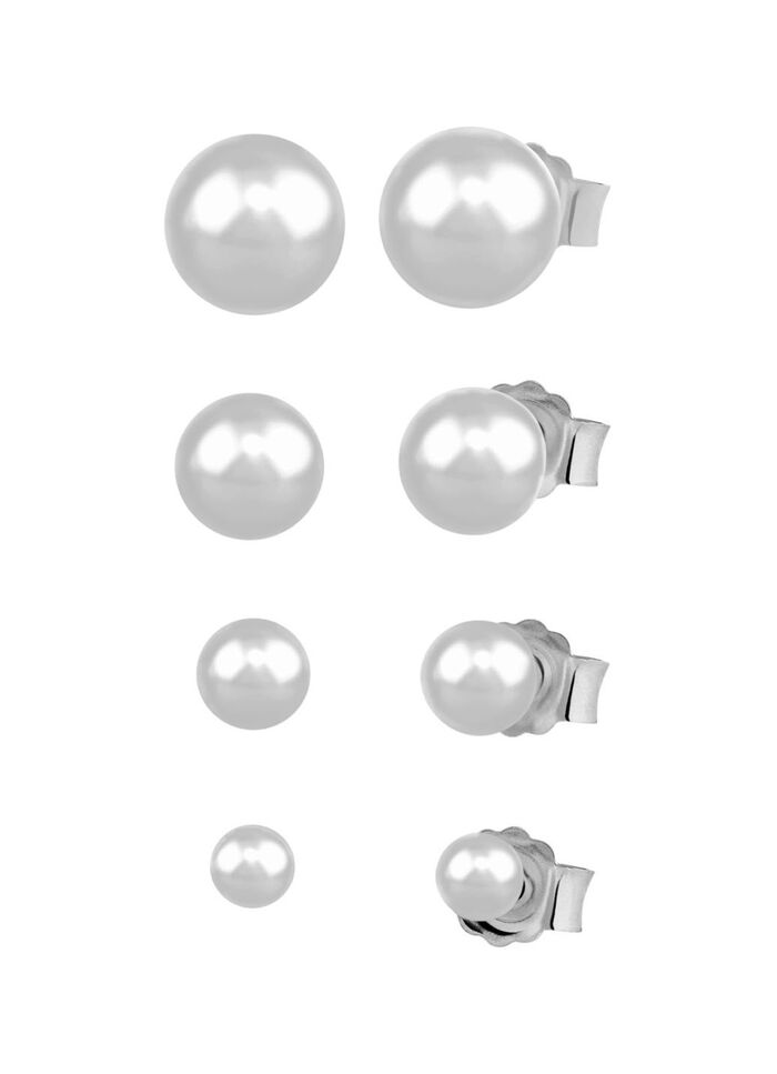 Tijdloze oorbellenset in zilver, 4 paar 