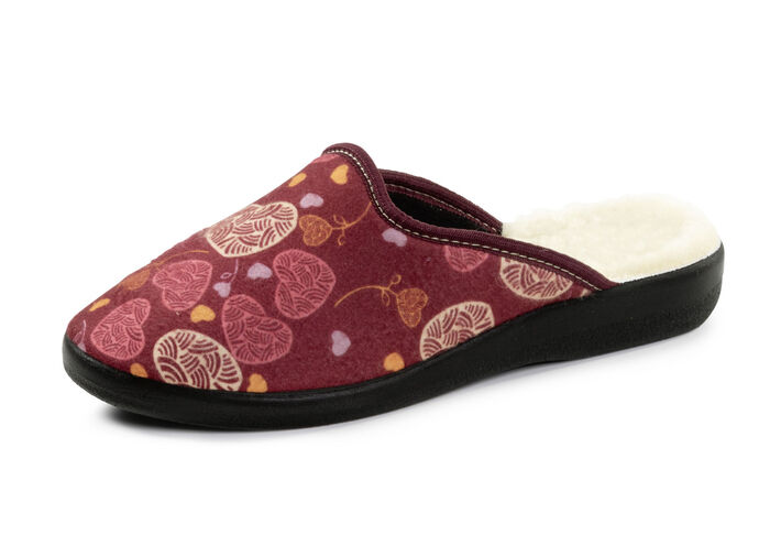 Set van twee gevoerde damespantoffels, breedte H, met textielprint 1X BORDEAUX, 1X MARINE