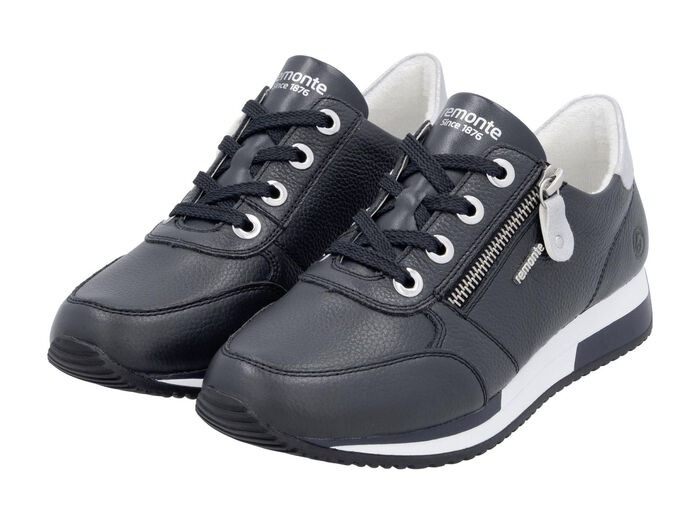 Remonte sneakers met veters en glinsterende zilveren contrastrand MARINE