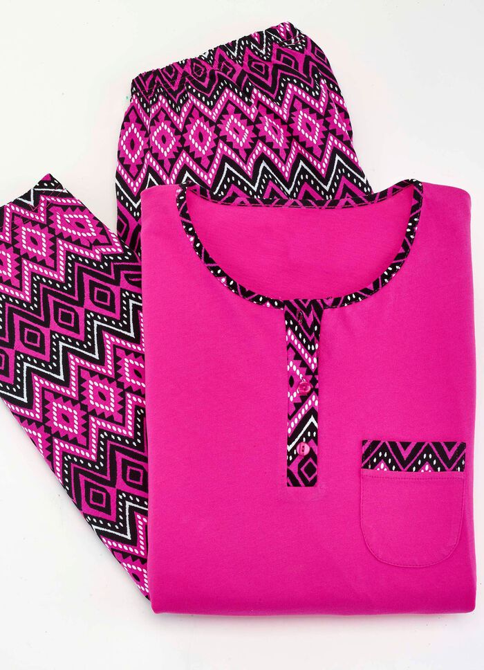 Set van twee pyjama's met borstzak en knoopsluiting 