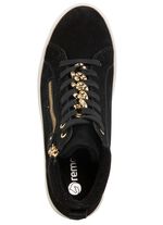 Remonte laarsje met sprankelende decoratieve ketting aan de vetersluiting ZWART