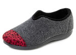 Laurina, trendy damespantoffels, breedte H, met luipaardprint ANTRACIET-ROOD