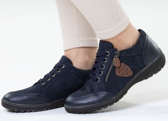 ELENA EDEN, comfortabele dames veterschoenen, breedte G, met uitneembaar voetbed MARINE
