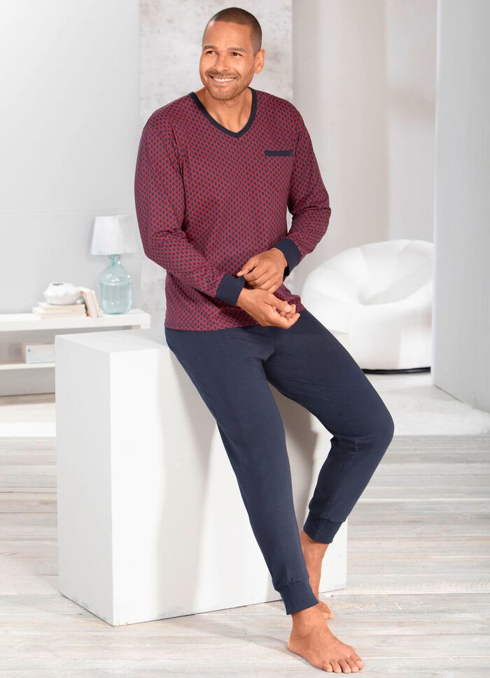 Pyjama met V-hals en manchetten 