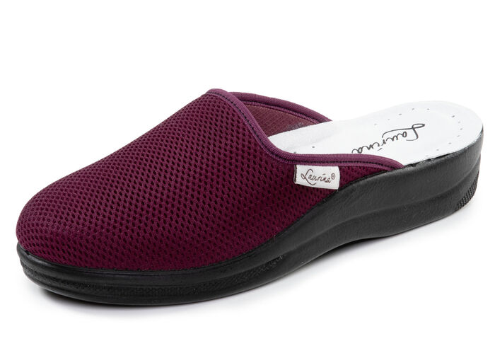 Laurina, duopack, klassieke damespantoffels, breedte G, gemaakt van meshmateriaal 1X BORDEAUX, 1X SCHWARZ