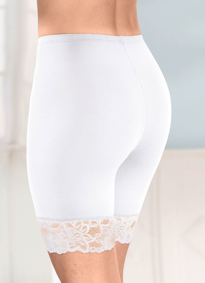 Tweepak lange broeken met kant aan de uiteinden van de pijpen 