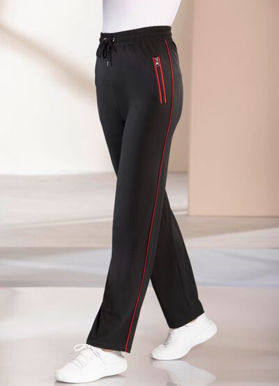 Casual broek met contrasterende biezen 