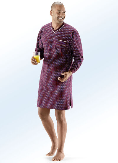 Nachthemd met V-hals, opgestikte borstzak 