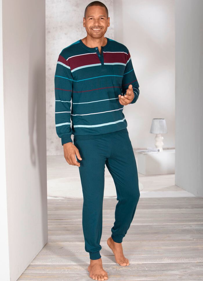 Pyjama met knoopsluiting en manchetten 