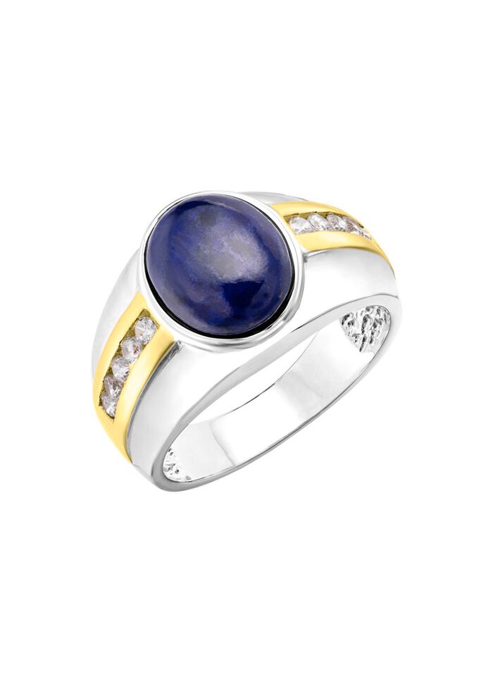 Herenring met lapis lazuli en zirkonia 