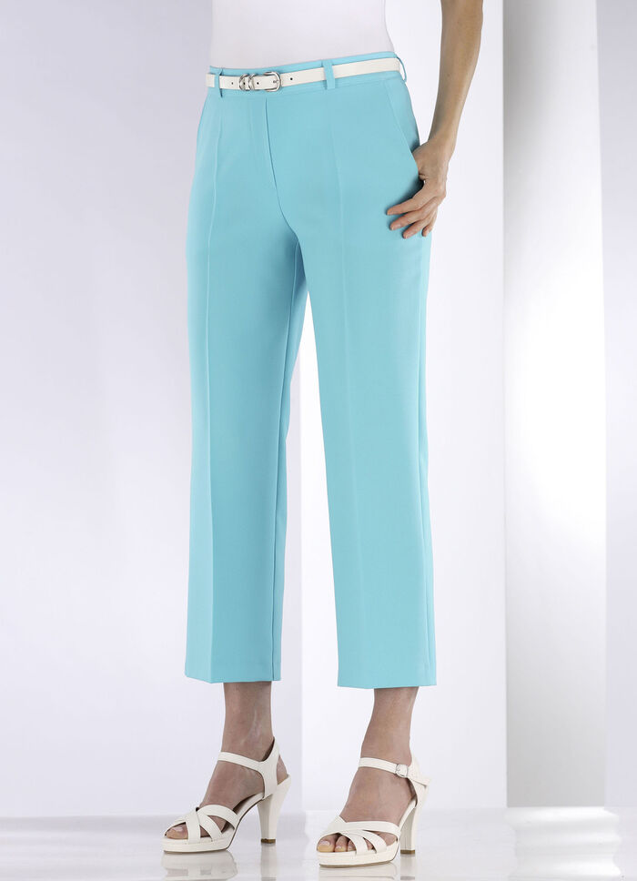 Broek met elastische tailleband aan de achterkant TURQUOISE