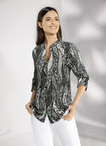 Overhemdblouse met opstaande kraag 