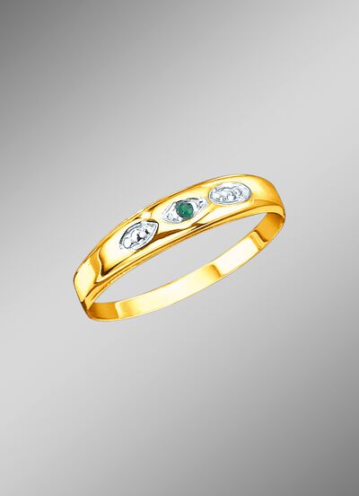 Damesring met echte smaragd 