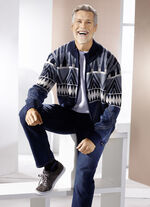 Jas met jacquardmotief MARINE ECRU BLAUW