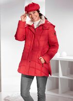 Functioneel jack met afneembare imitatiebontrand op de kraag VUURROOD