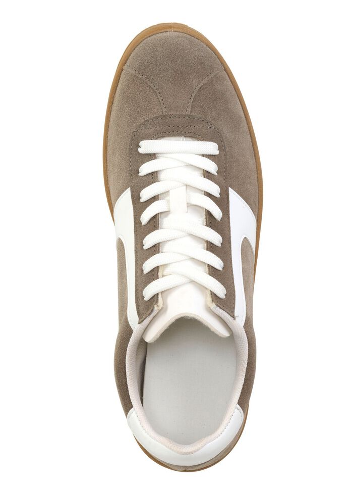 Sneakers van su&egrave;deleer met nappagarnituur en gevoerde schachtrand 