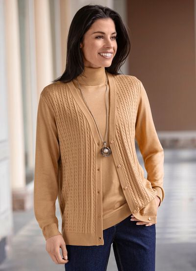 Cardigan met kabelbreistructuur 