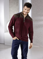 Trui met opstaande kraag en gemengde textuur WIJNROODBRUIN GEMÊLEERD