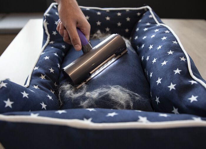 Op batterijen werkende pluizen- en dierenharenroller met LED-licht 