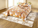 Katoenen spreien en kussenslopen met patchwork BEIGE