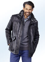 Leren jack met dubbele zakken 