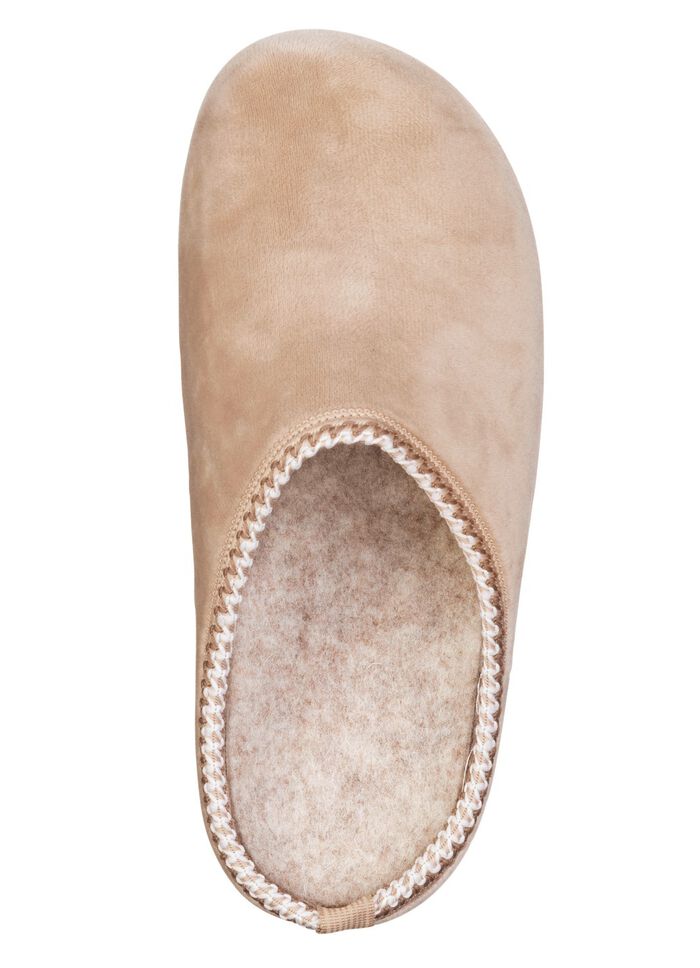 Laurina, klassieke damespantoffels, breedte G, met patroonrand BEIGE