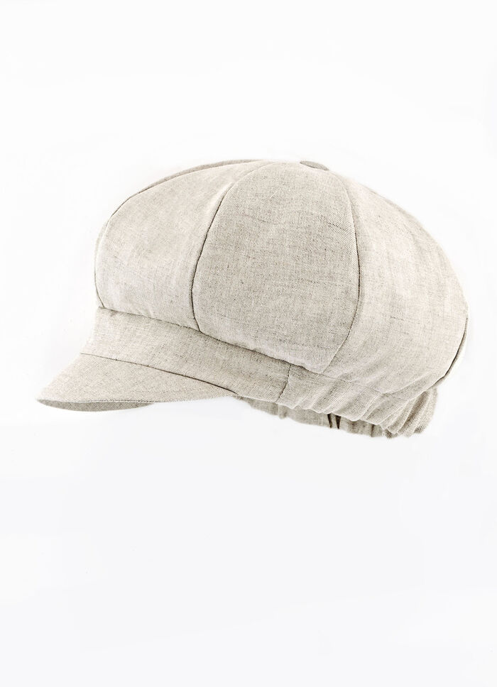 Lichtgewicht dames krantenjongenspet met elastische inzet ECRU