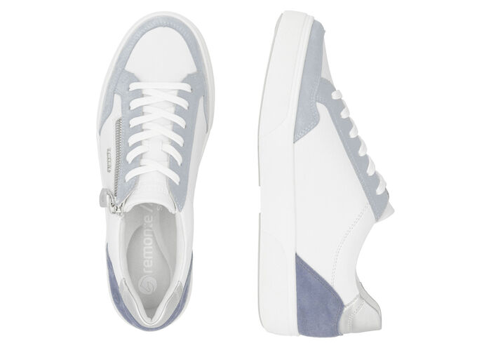 Remonte sneakers gemaakt van nappa- en suèdeleer met metallic afwerking BLAU-WEISS-SILBER
