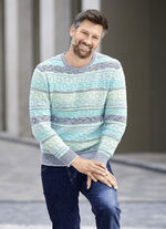 Trui met ronde hals en jacquardbreisel LICHTGROEN-ECRU