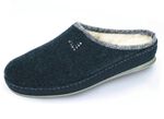 Ademende damespantoffels, met nieuwe wol DONKERBLAUW - LICHTBLAUW