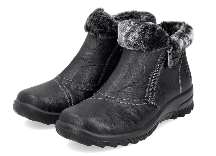Rieker, gevoerde dameslaarzen, winterschoenen, met rits ZWART